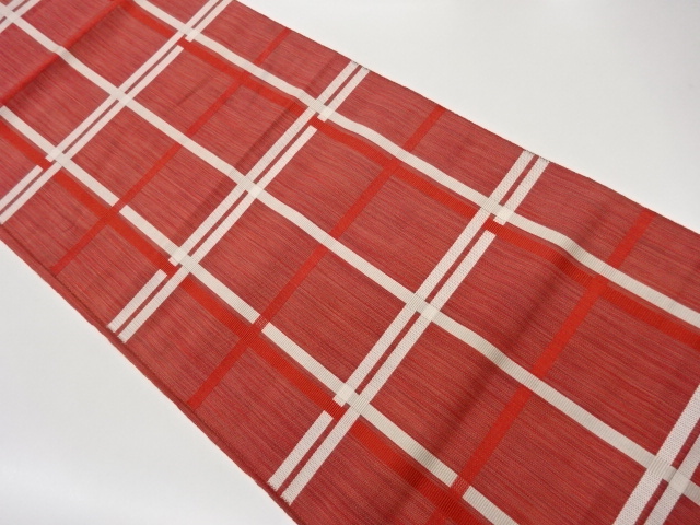 変わり格子模様織出し名古屋帯